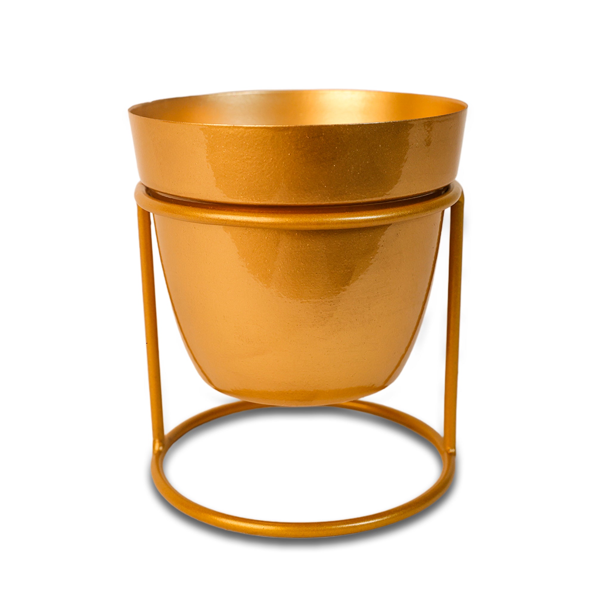 Indoor Metal decor Vase/Planter- Gold set of 2