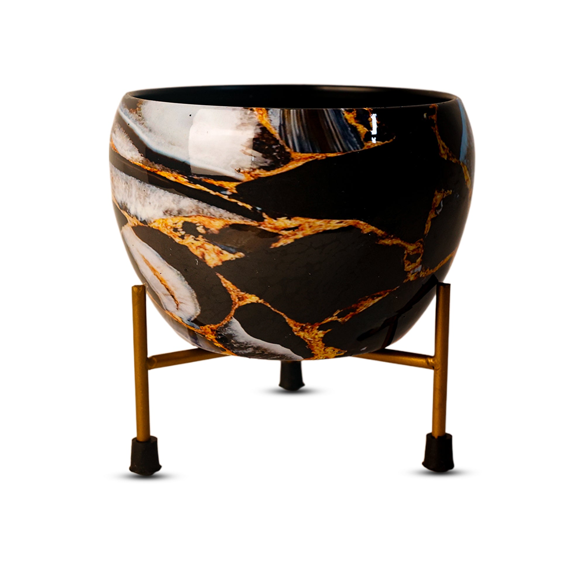 Indoor Metal decor Vase/Planter- Black & Gold Set of 2