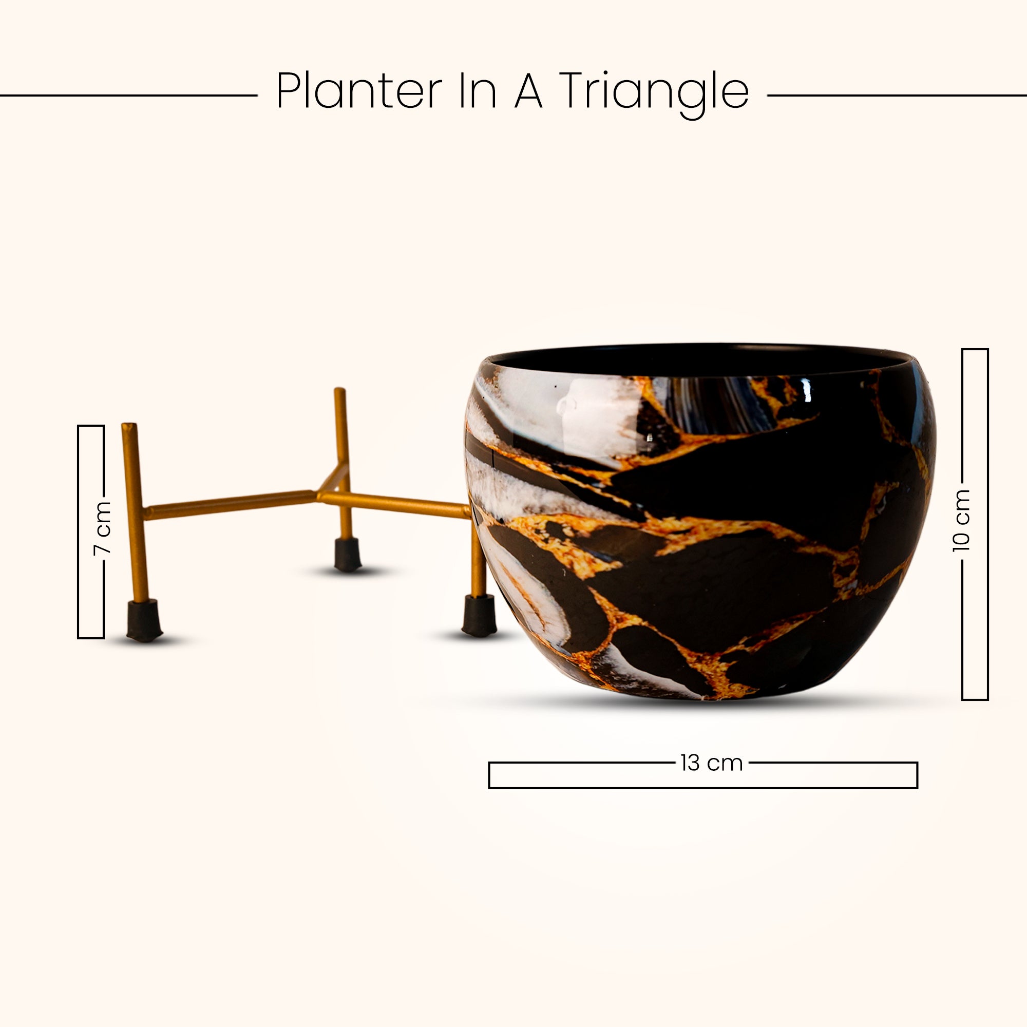 Indoor Metal decor Vase/Planter- Black & Gold Set of 2
