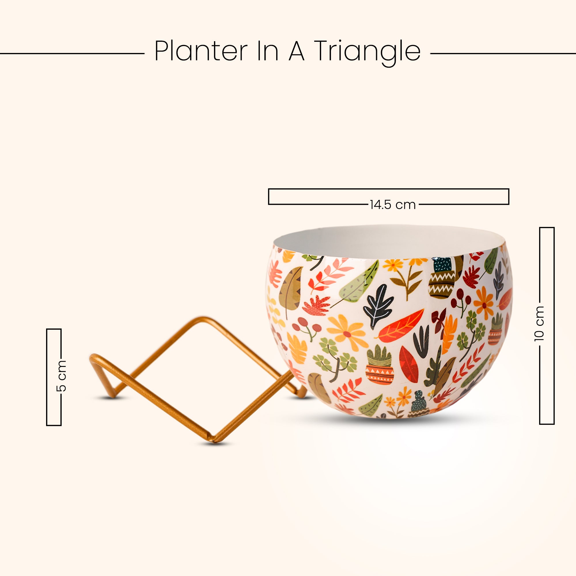 Indoor Metal decor Vase/Planter- Flower Print Set of 2