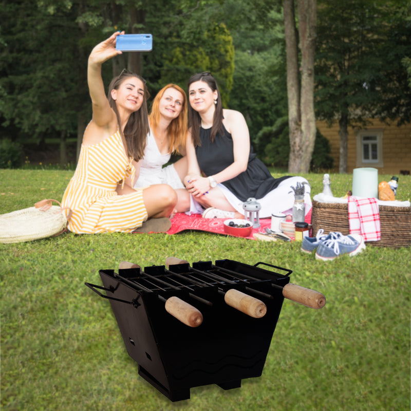 Peng Essentials Charcoal Grill, BBQ Grill Folding Portable Lightweight Smoker Grill, Barbecue Grill Small Desk Tabletop Outdoor Grill for Camping Picnics Garden Beach Party