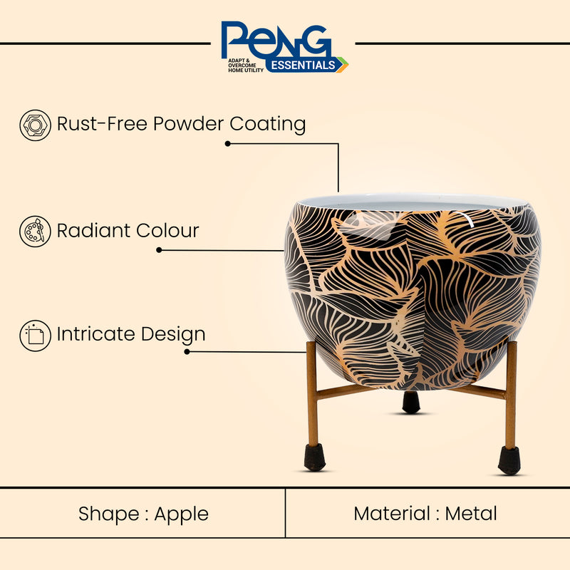 REVA*  Home Décor Vase with Stand I Flower Pot / Indoor Plant Vase I DeskTOP / BedRoom Corner Table / Home Décor Centepiece / Living Room Décor  ShowPiece I 5'' I Metal GOLD-BLACK