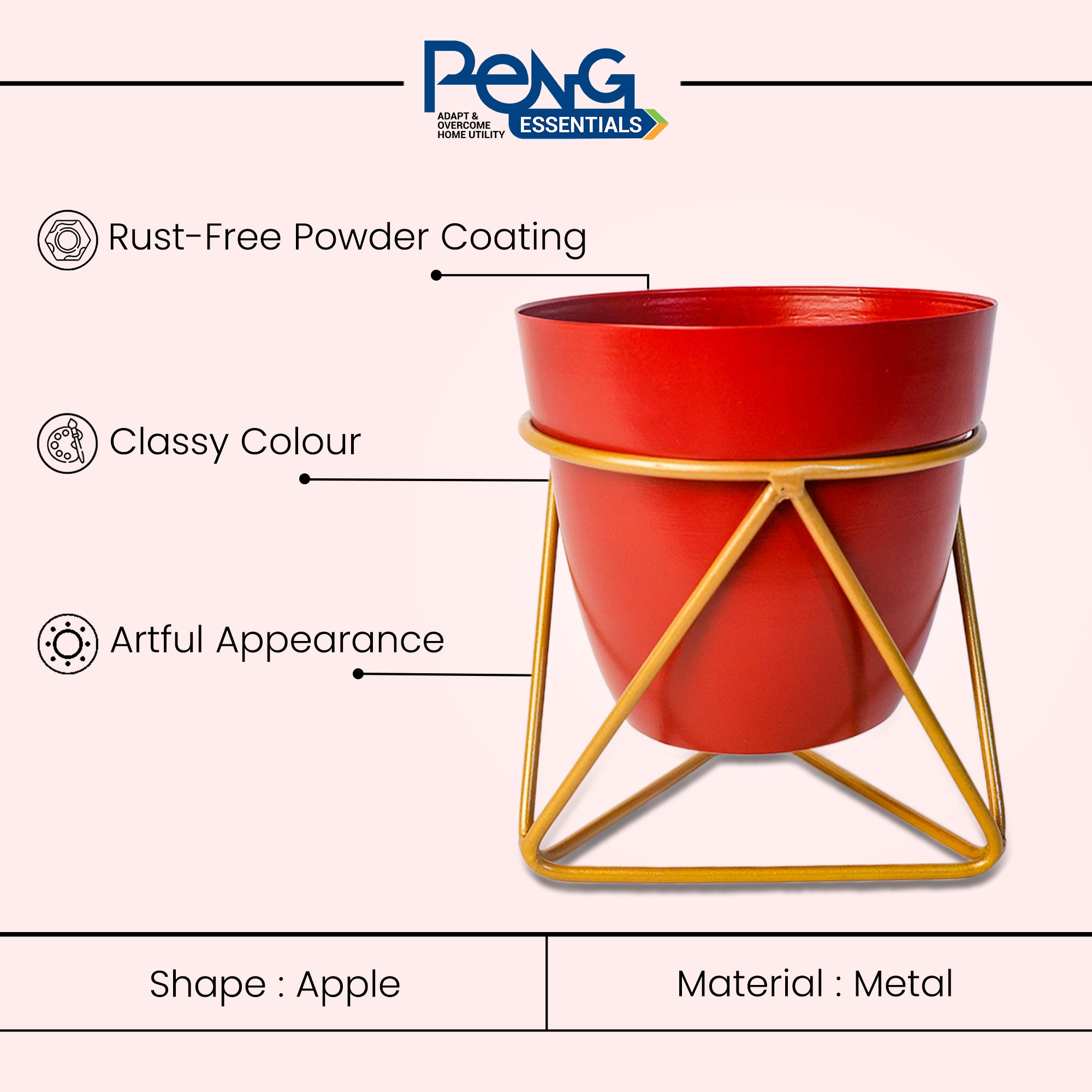 Indoor Metal decor Vase/Planter- Red