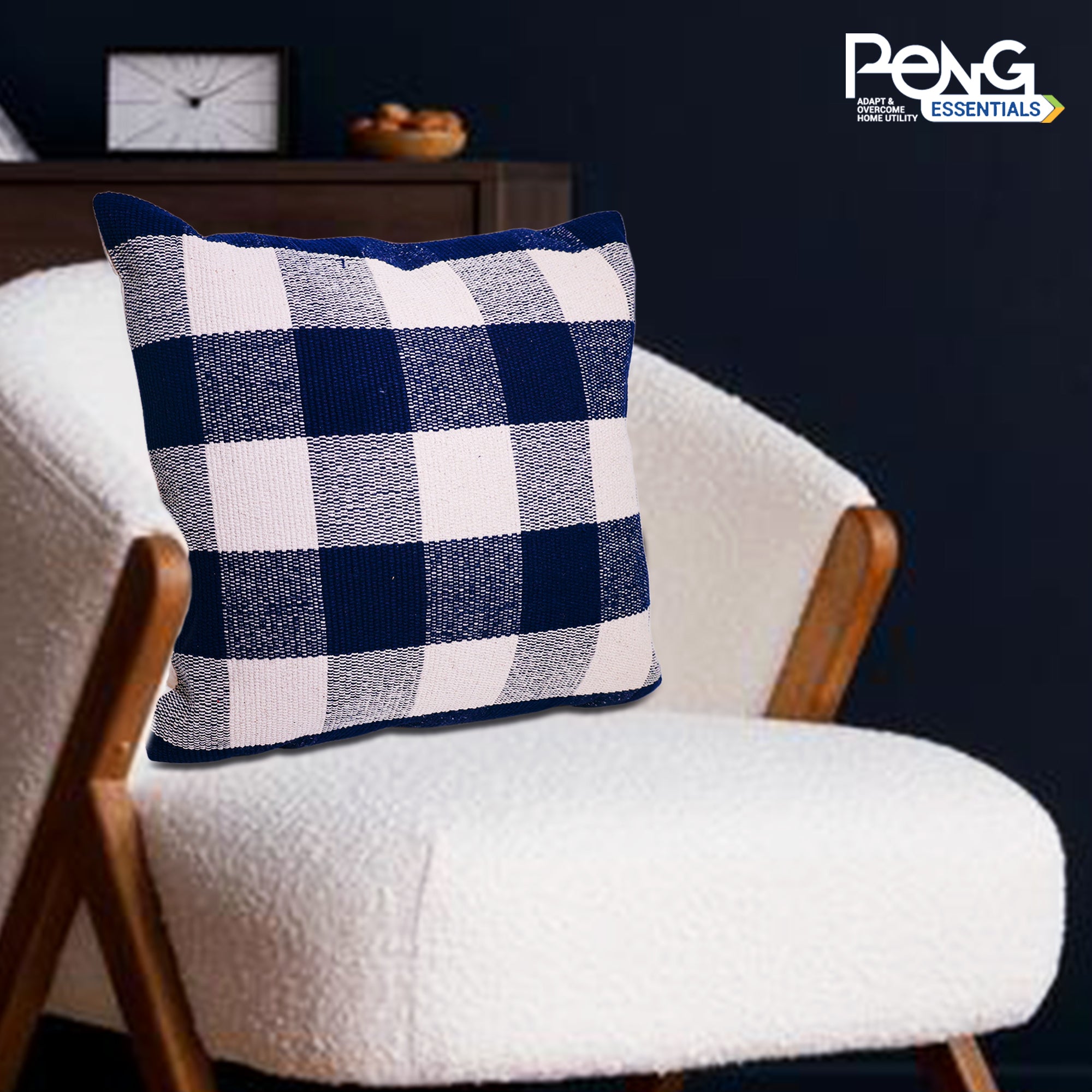 Navy Buffalo check Cushion Cover 45x45 cm Pack of 2 I Navy