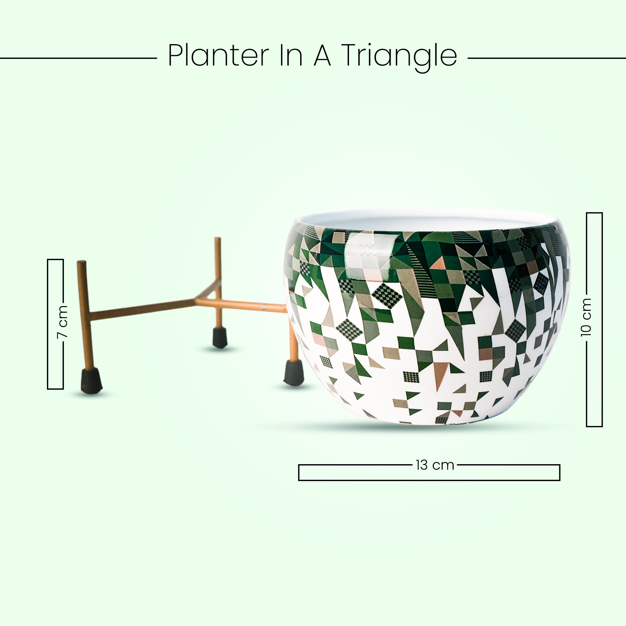 Indoor Metal decor Vase/Planter- White & Green