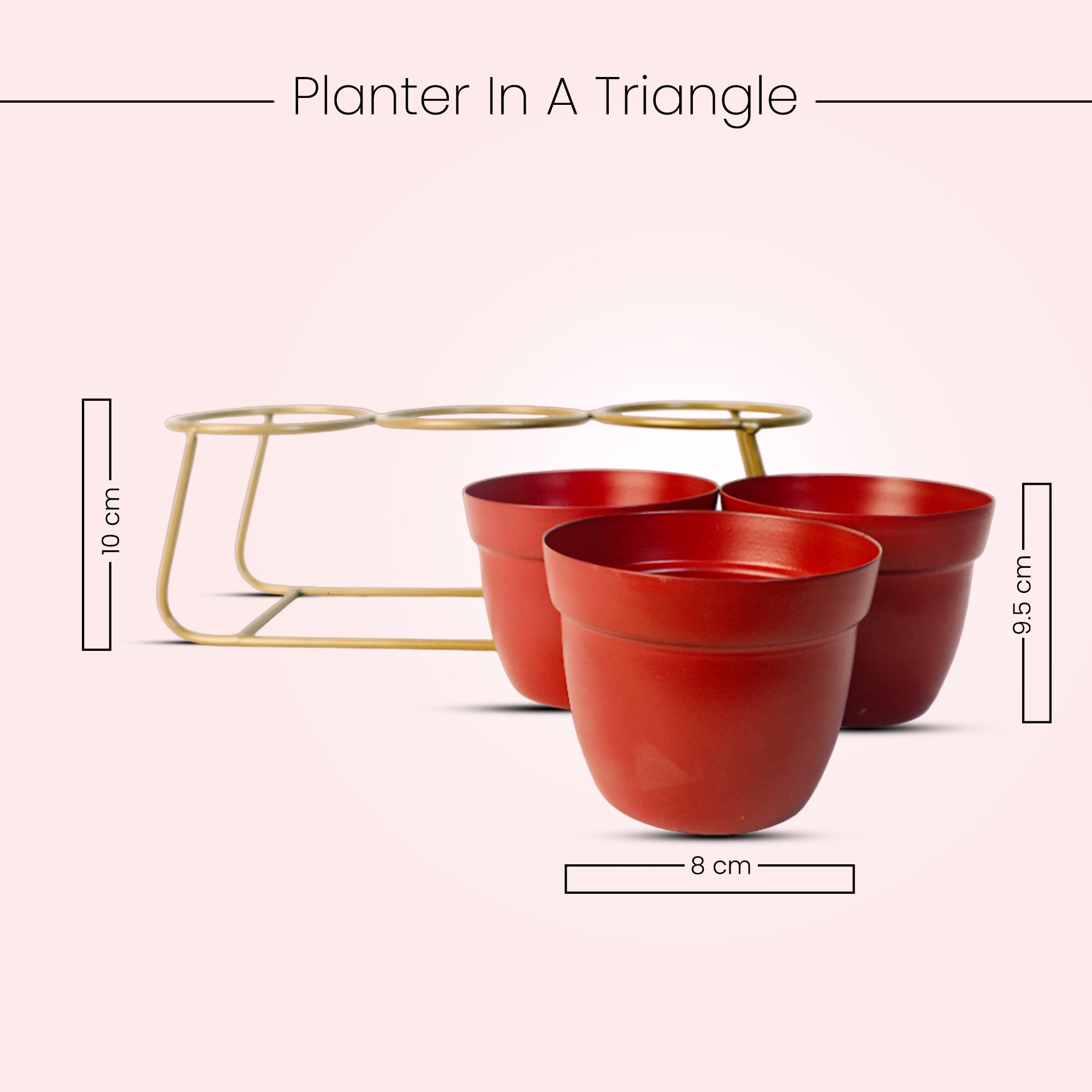 Indoor Metal decor Vase/Planter- Red Set of 3