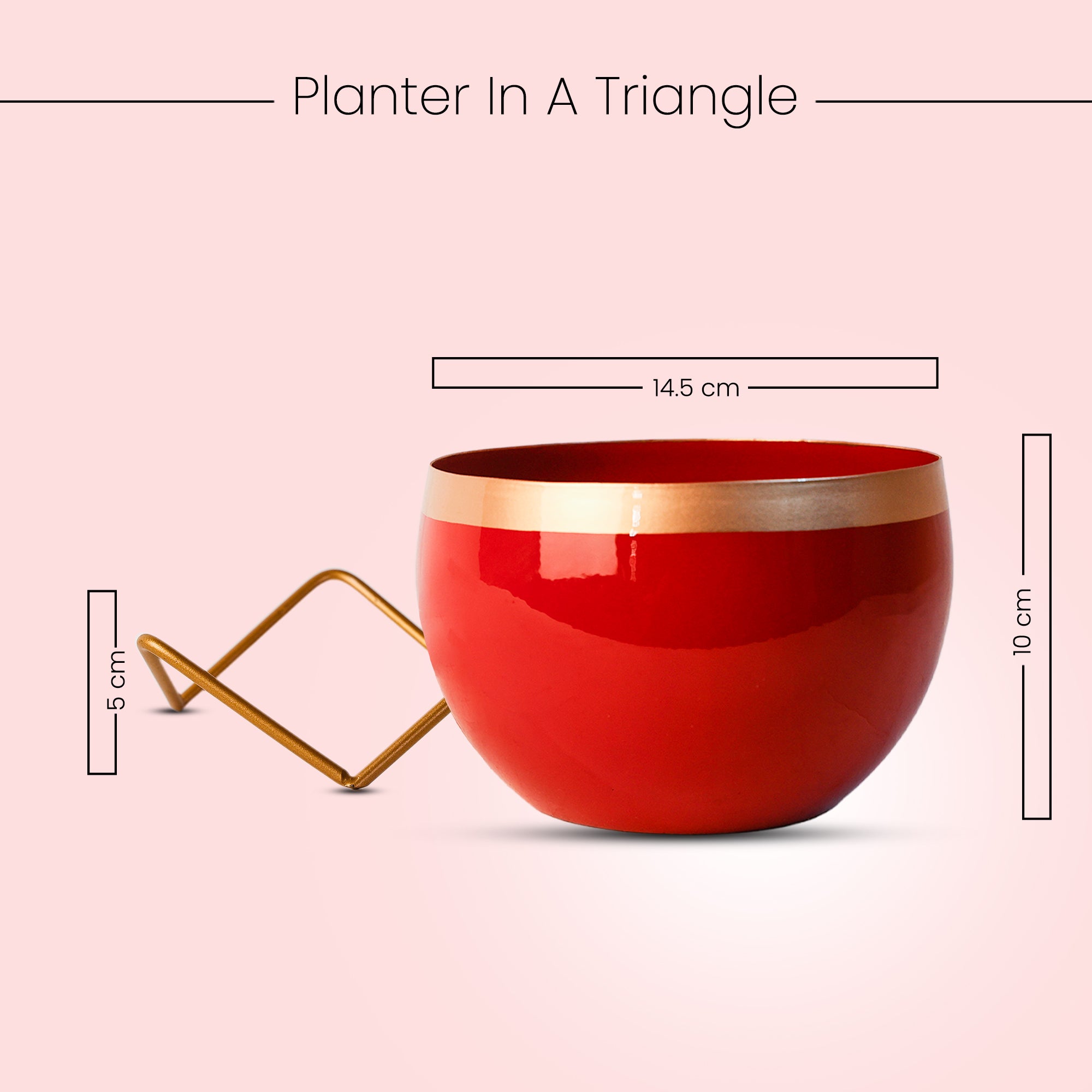 Indoor Metal decor Vase/Planter- Red & Gold