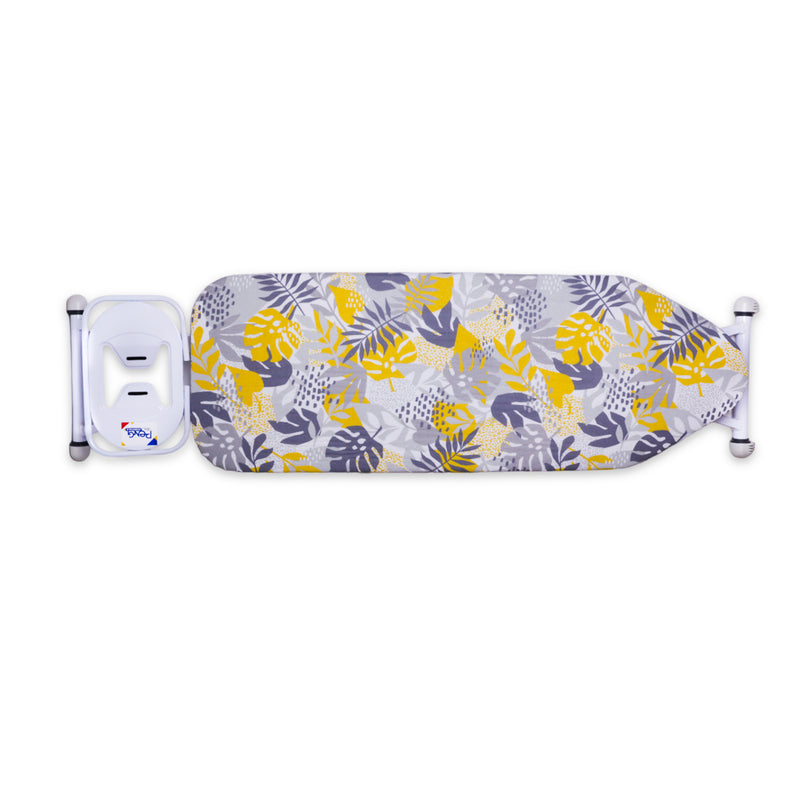 Peng Essentials Tallinn Ironing Board | Metal Ironing Board Maxima Rectangular Pipe | Floral Print with Silicone Iron Rest & Silicon Stopper | Fully Height Adjustable | Innovative Design | Space-Saving Solution