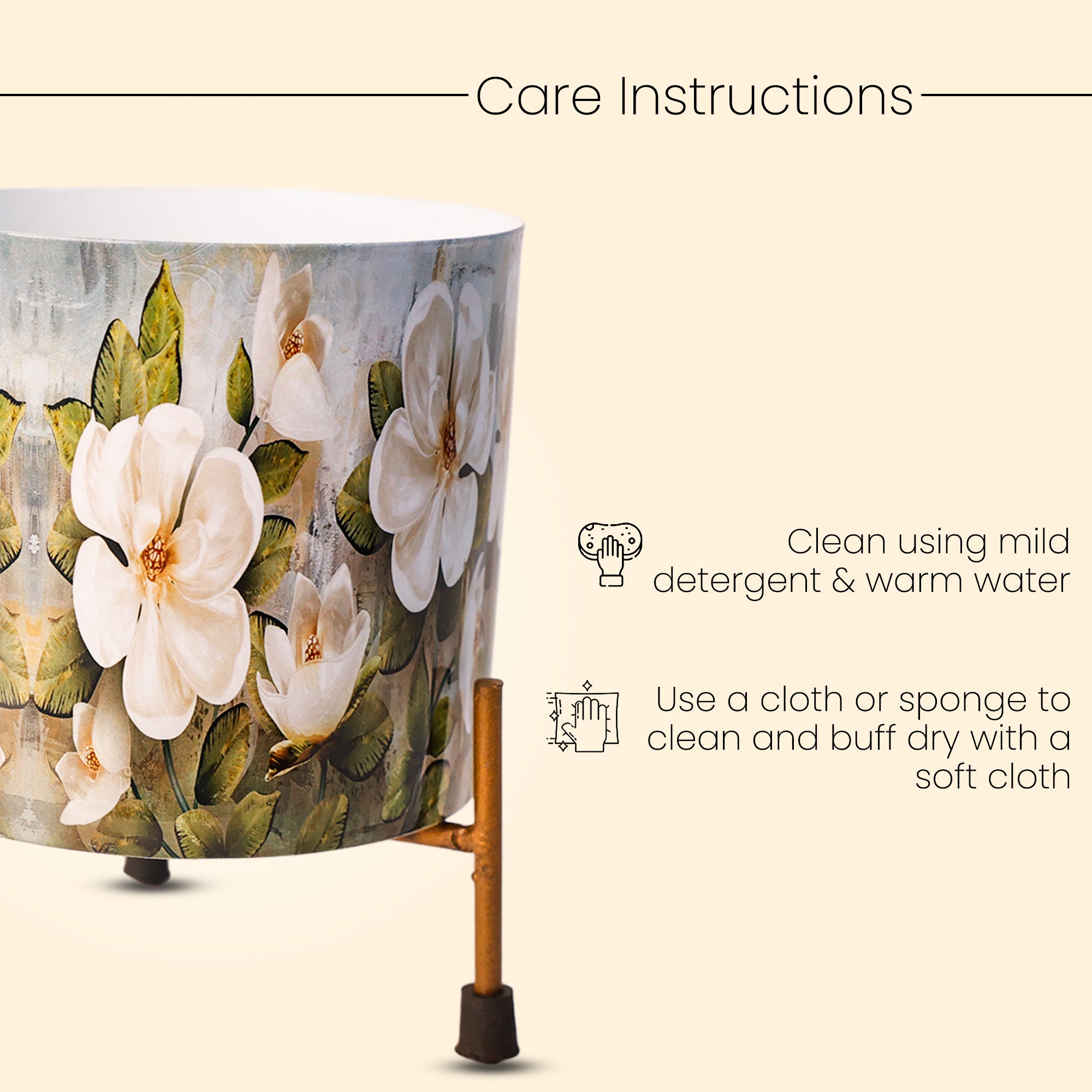 Indoor Metal decor Vase/Planter- Green Flower