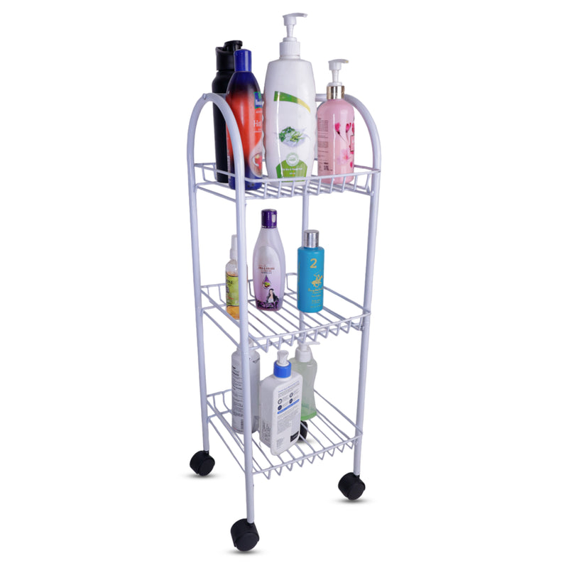 Peng Essentials Multi-Purpose Trolley Storage Organizer and Kitchen Accessories Items for Kitchen Storage Kitchen Trolley with Wheels (White)