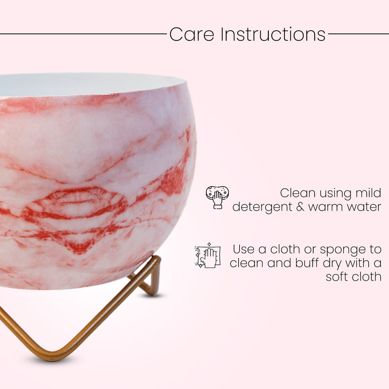 REVA*  Home Décor Vase with Stand I Flower Pot / Indoor Plant Vase I DeskTOP / BedRoom Corner Table / Home Décor Centepiece / Living Room Décor  ShowPiece I 6'' I Metal RED-MARBLE