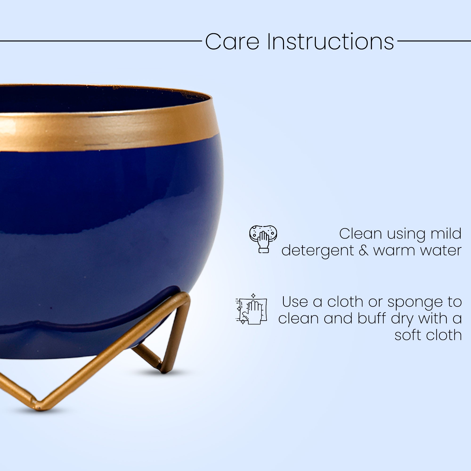 Indoor Metal decor Vase/Planter- Blue & Gold