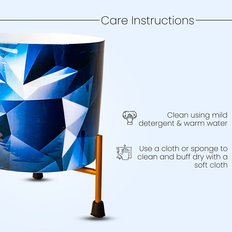 Home Décor Vase with Stand I Flower Pot / Indoor Plant Vase I DeskTOP / BedRoom Corner Table / Home Décor Centepiece / Living Room Décor  ShowPiece I 5'' I Metal BLUE-DIAMOND I SET OF 2