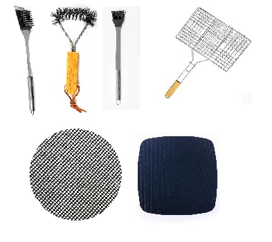 Ultimate Grill and Cleaning Kit BBQ Grill Cooking Essential Kit, Set of 6 | Barbeque Accessories