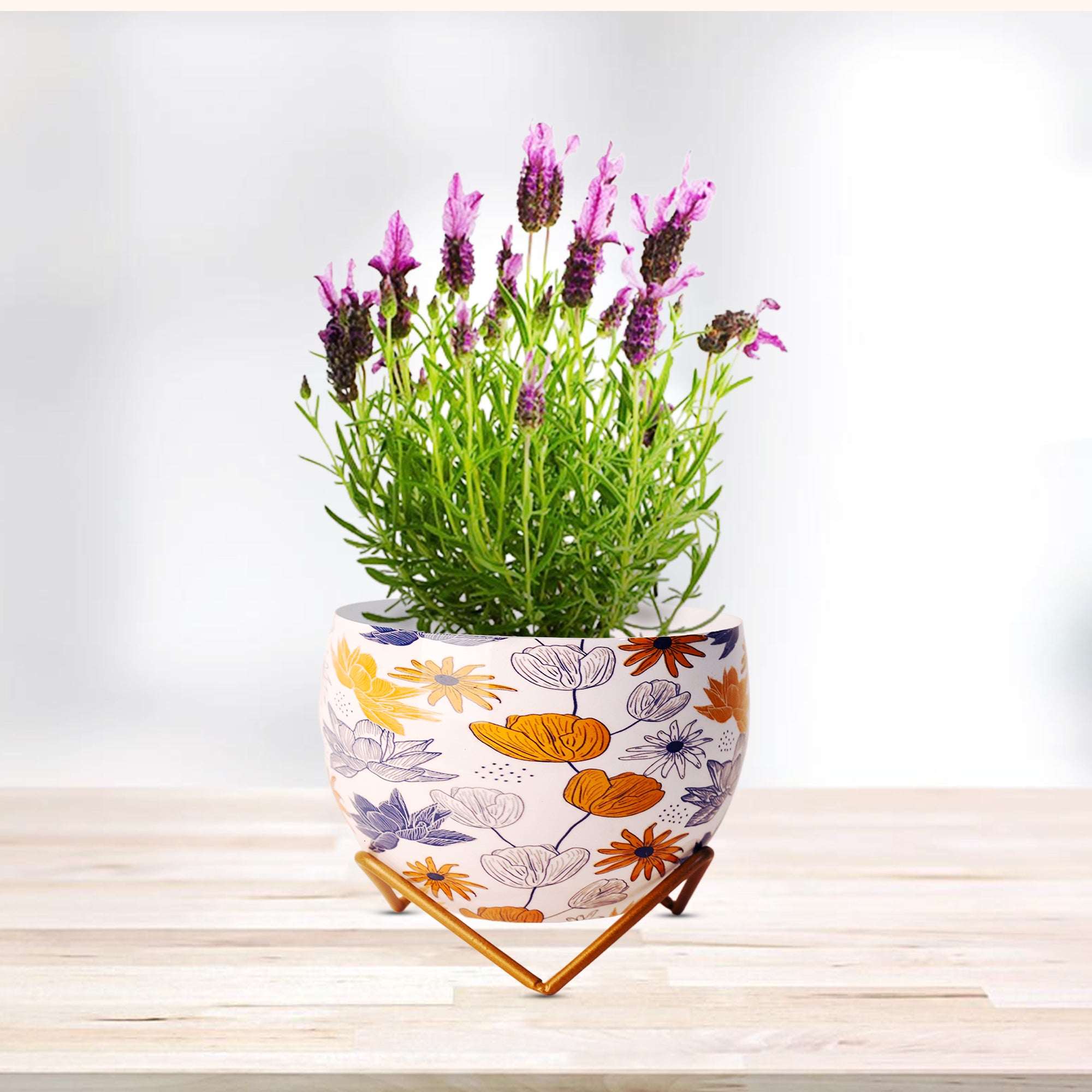Indoor Metal decor Vase/Planter- Flower Print