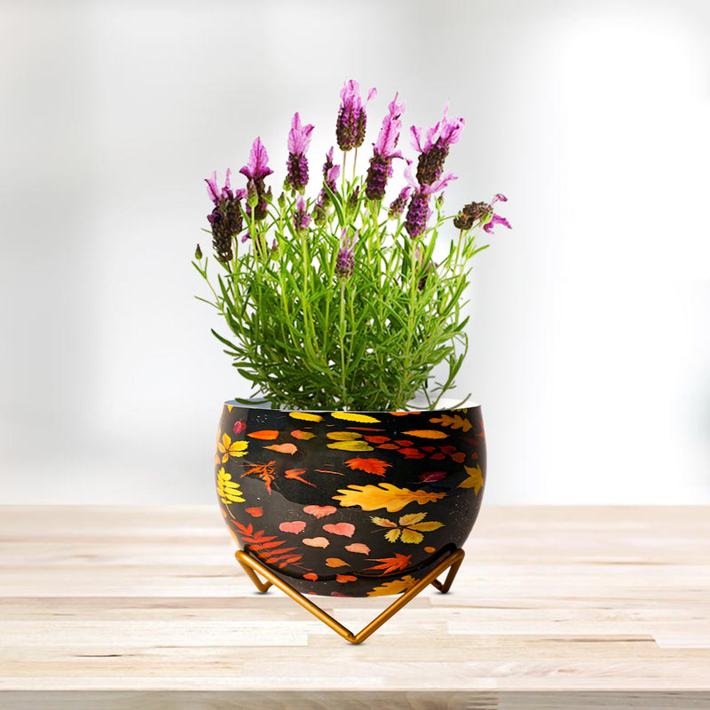 REVA*  Home Décor Vase with Stand I Flower Pot / Indoor Plant Vase I DeskTOP / BedRoom Corner Table / Home Décor Centepiece / Living Room Décor  ShowPiece I 6'' I Metal RED- FLOWERS