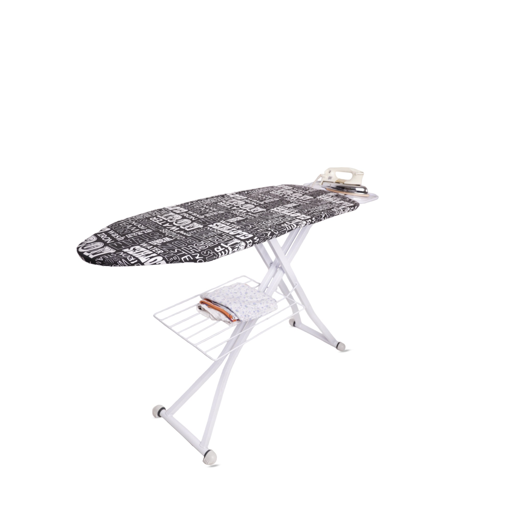 Tallinn Ironing Board | Ironing Board Maxima with Silicone Iron Rest & Silicon Stopper | Height Adjustable | Black