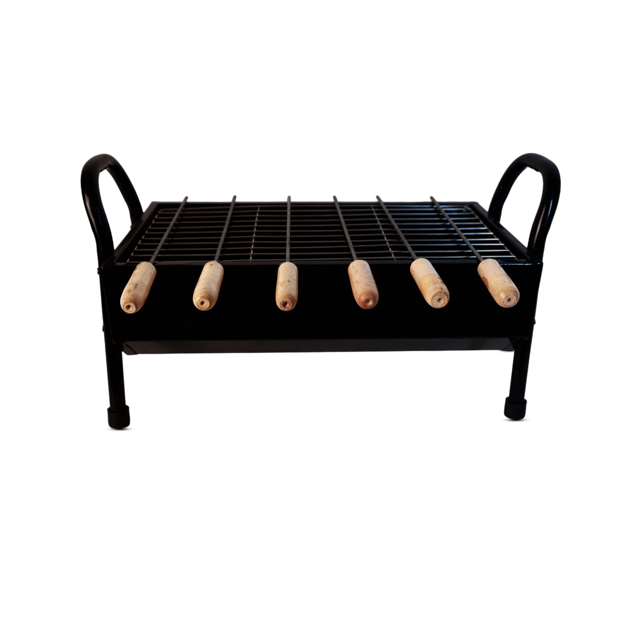 Barbecue Grill, Charcoal Grill Folding Portable Lightweight Barbecue Grill Tools for Outdoor With 5 Skewers, Free Standing