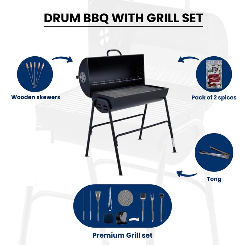 Drum Barbeque Grill set | Anti-Rust, Anti-Deformation & Scratch Resistant