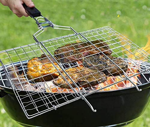 Barbecue BBQ Grill Net Basket Roast Grilling Tray Chromium Plated Handel I Pack of 1