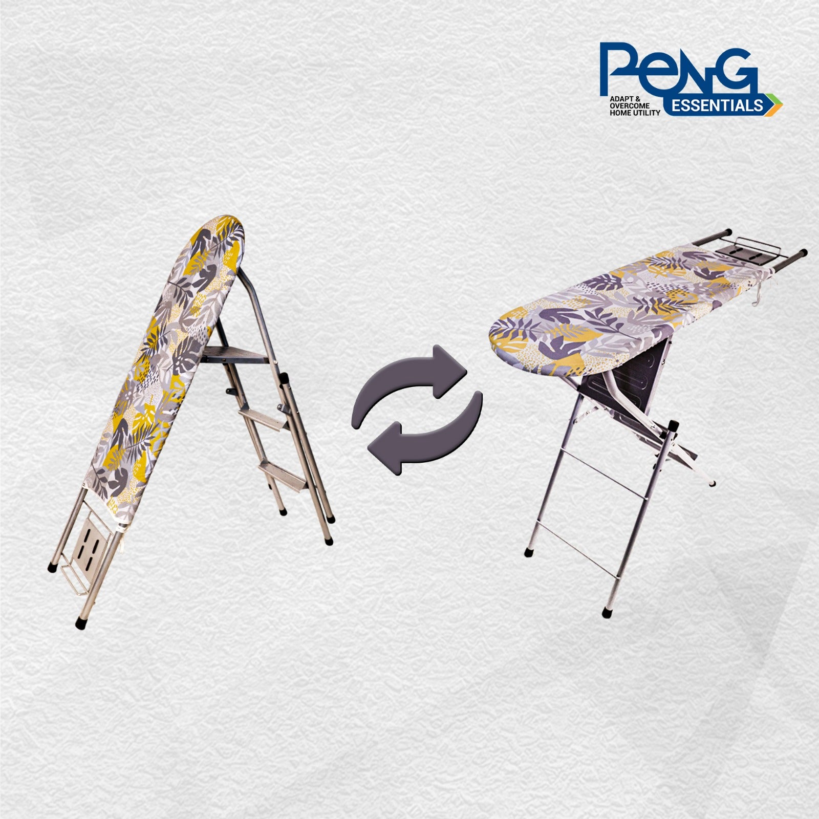 MultiComfort Ironing Board |  Ironing Board with Step Ladder (Floral)