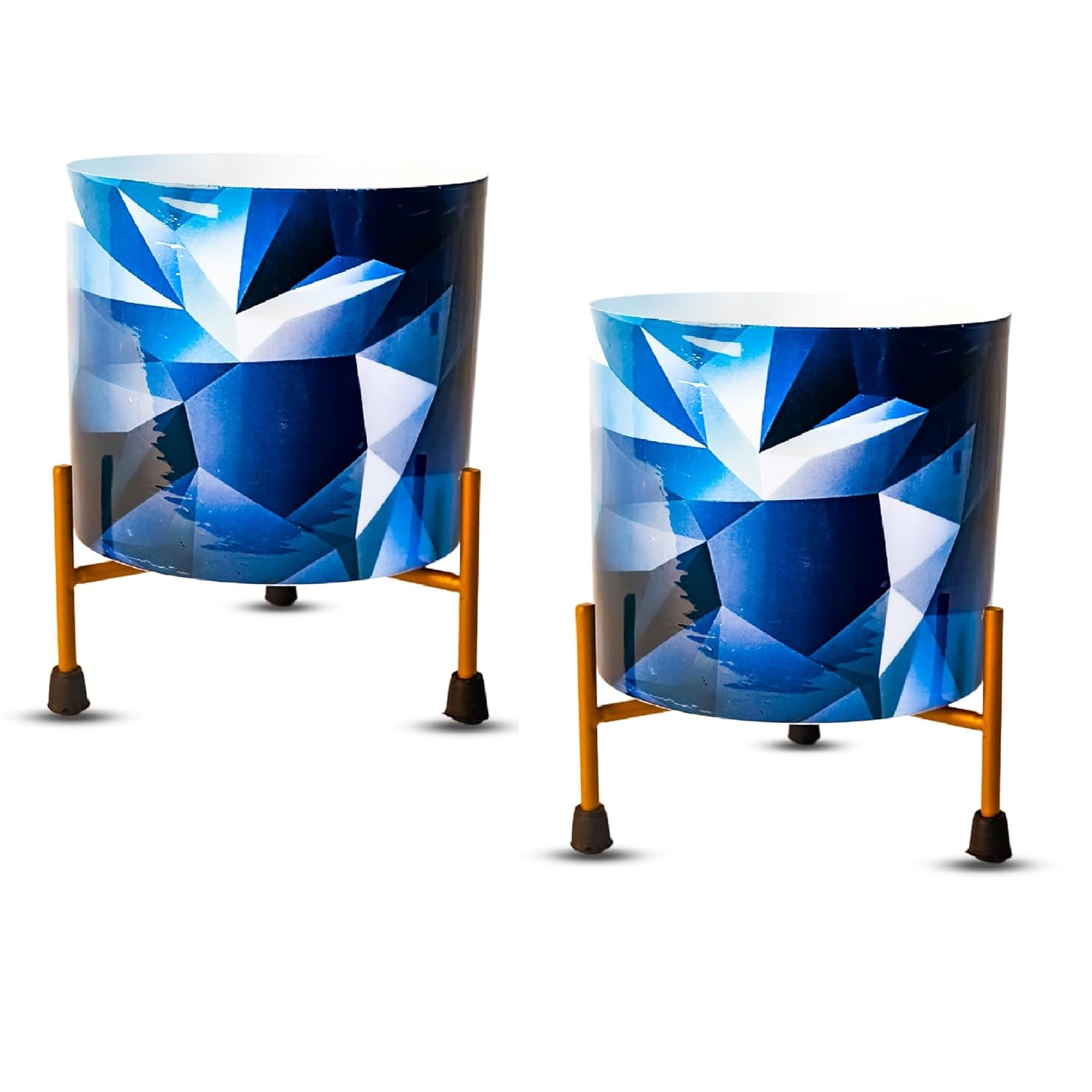 Indoor Metal decor Vase/Planter- Blue & White