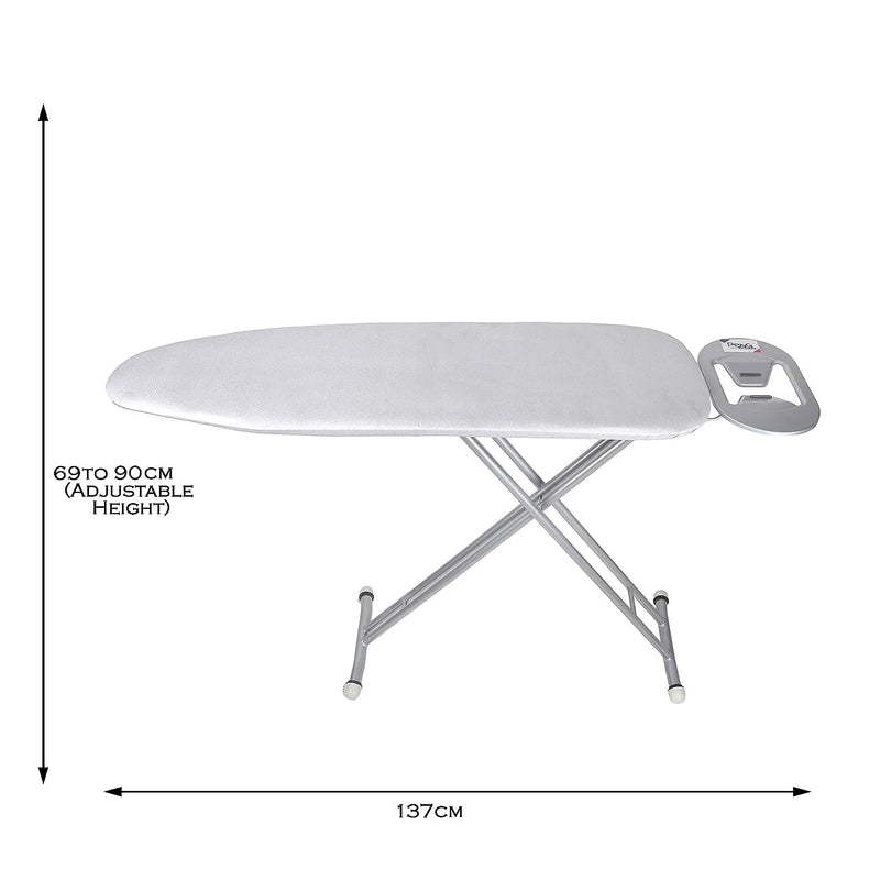 Peng Essentials SilverLuxe Ironing Board |  H-Legs Foldable Ironing Boards with Padded Fireproof Fabric (Grey)