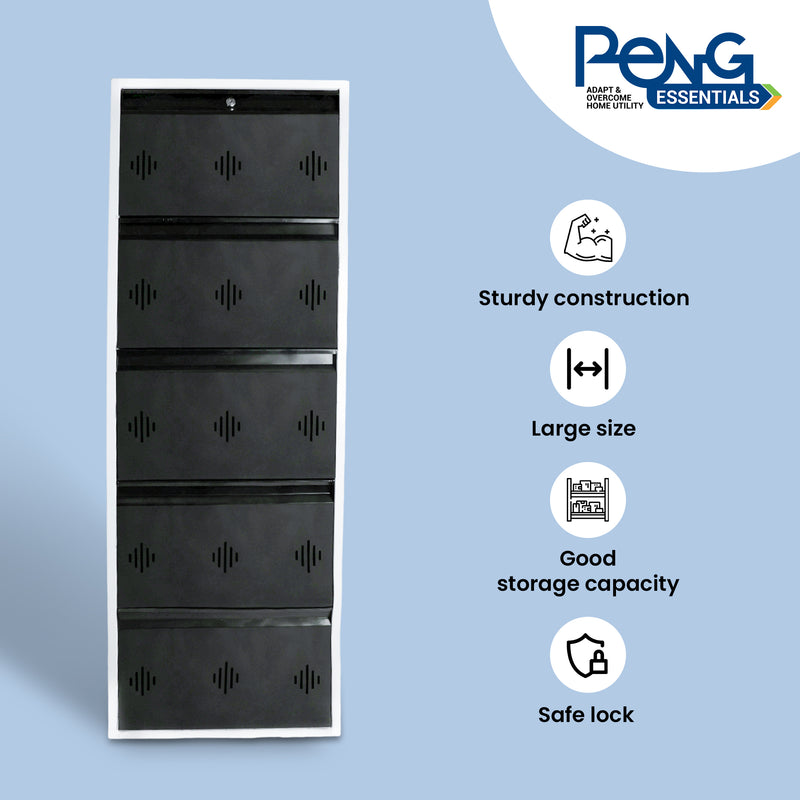 PENG ESSENTIALS® Wide Space Saver 5 Level Shoe Rack (5 Level 24 inch, Brown)