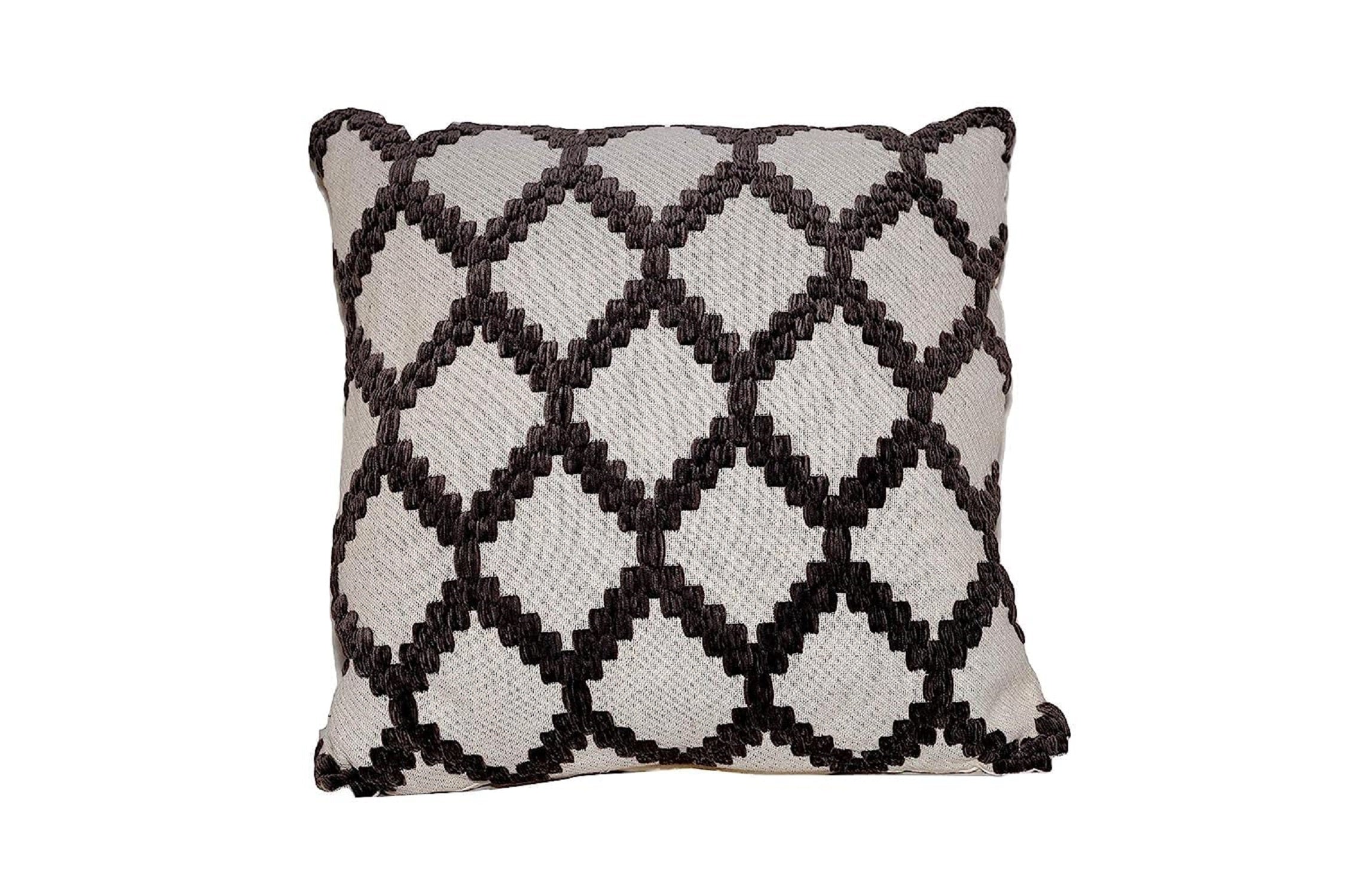 Diamond Pattern Cushion Cover (20x20 inch) I White & Black