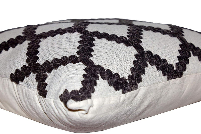 Designer Decorative Diamond Pattern Cushion/Pillow Cover only Without Fillers (20x20 inch) White & Black