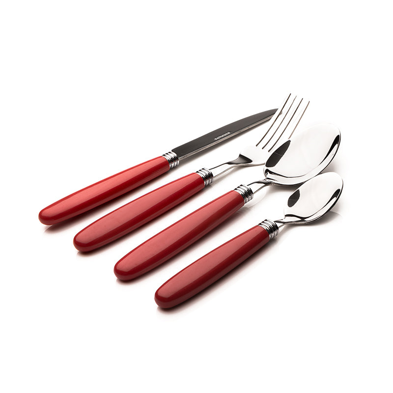 Sabichi Elkie 16-Piece Cutlery Set, Red |Quality Food Grade Stainless Steel | 4 x Table Knives, 4 x Table Forks, 4 x Table Spoons & 4 x Tea Spoons - pengessentials