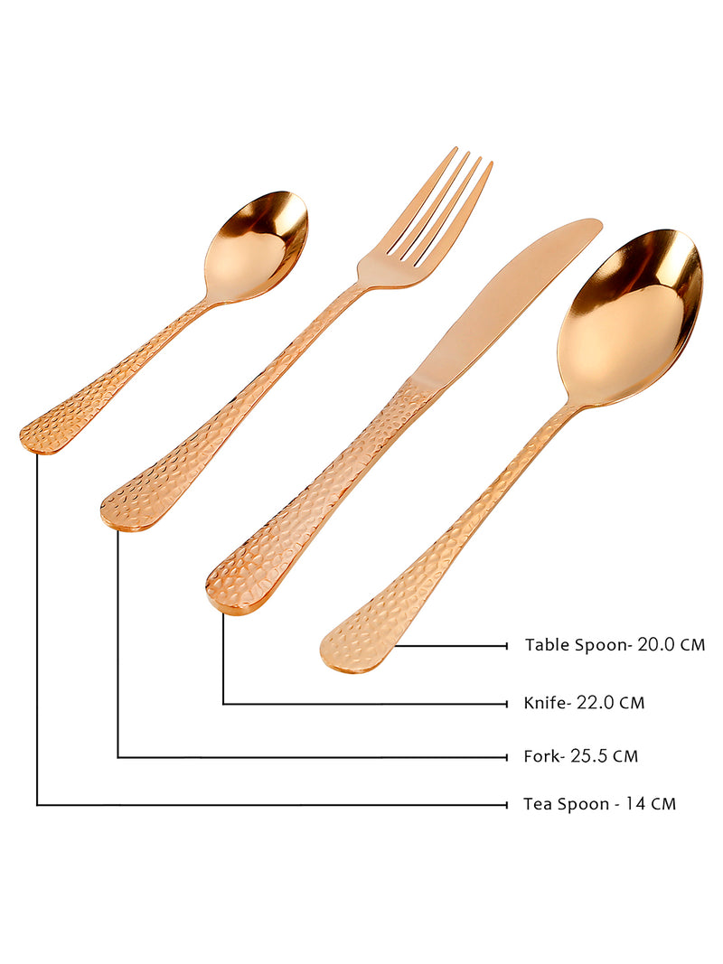 Copper Hammered 16pc Cutlery Set