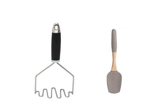 Sabichi Kitchen Essentials Combo of Mono Stainless Potato Masher and 25 cm Large Silicone Spatula - Stir Fry Steaming Boiling Stewing Smoking Baking...