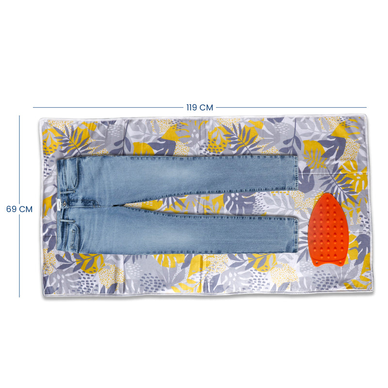 Peng Essentials® Ironing Mat 119 X 69 CM | 3mm Felt Padding | Heat Resistant | Silicone Iron Rest Protector | Steam Press On Table | Lightweight | Portable | Foldable | Washable | Printed - Floral