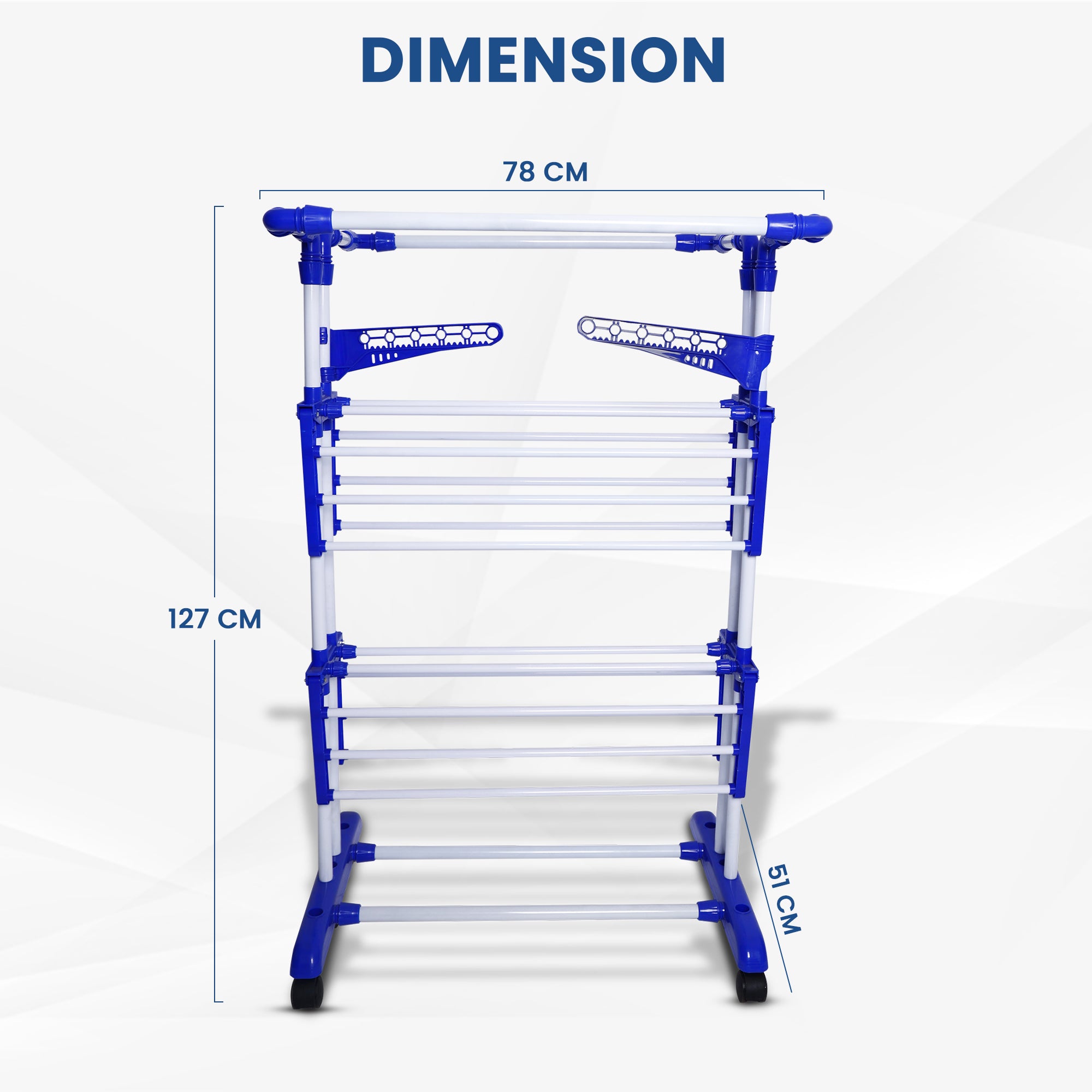 SuperLoad Cloth Drying Stand  | 2+1 Tier Big Foldable Powder Coated Mild Steel I Blue