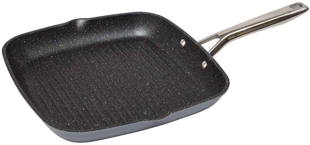 Haden Sabichi Frying Combo of 28 cm Perth Forged Aluminium Non Stick Grill Pan, 20 cm Non Stick Frying Pan with 25 cm Silicone Spatula - pengessentials