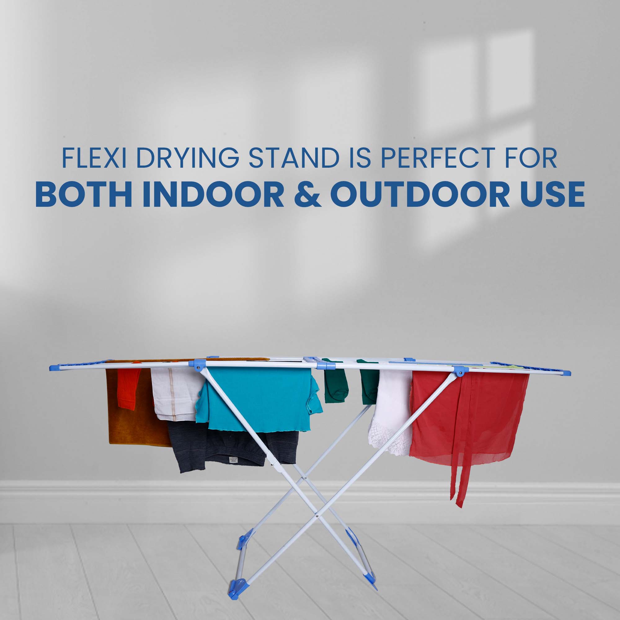 Flex Fold Cloth Drying Stand | Flexy Powder Coated Mild Steel I White