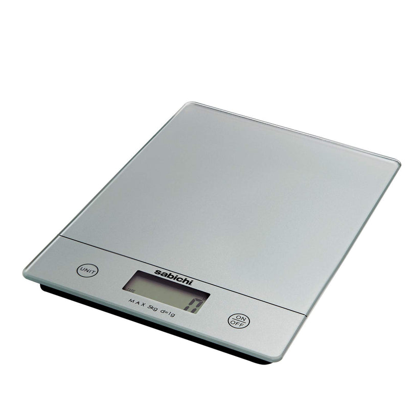 Sabichi Stainless Steel Digital Kitchen Weighing Scale, Multi-purpose Electronic Food Weight machine for Diet, Health and Fitness, 5 kg Capacity, LCD Display for Measuring fruits & Vegetables (Grey) - pengessentials