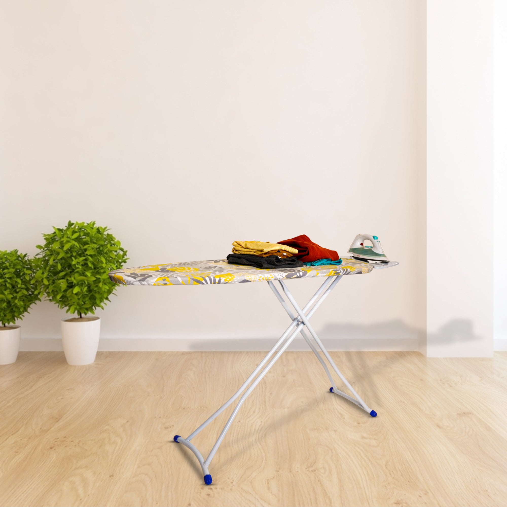 Adjustable Bloom Ironing Stand | H-Leg New Ironing Board with Silicone Iron Rest, Floral