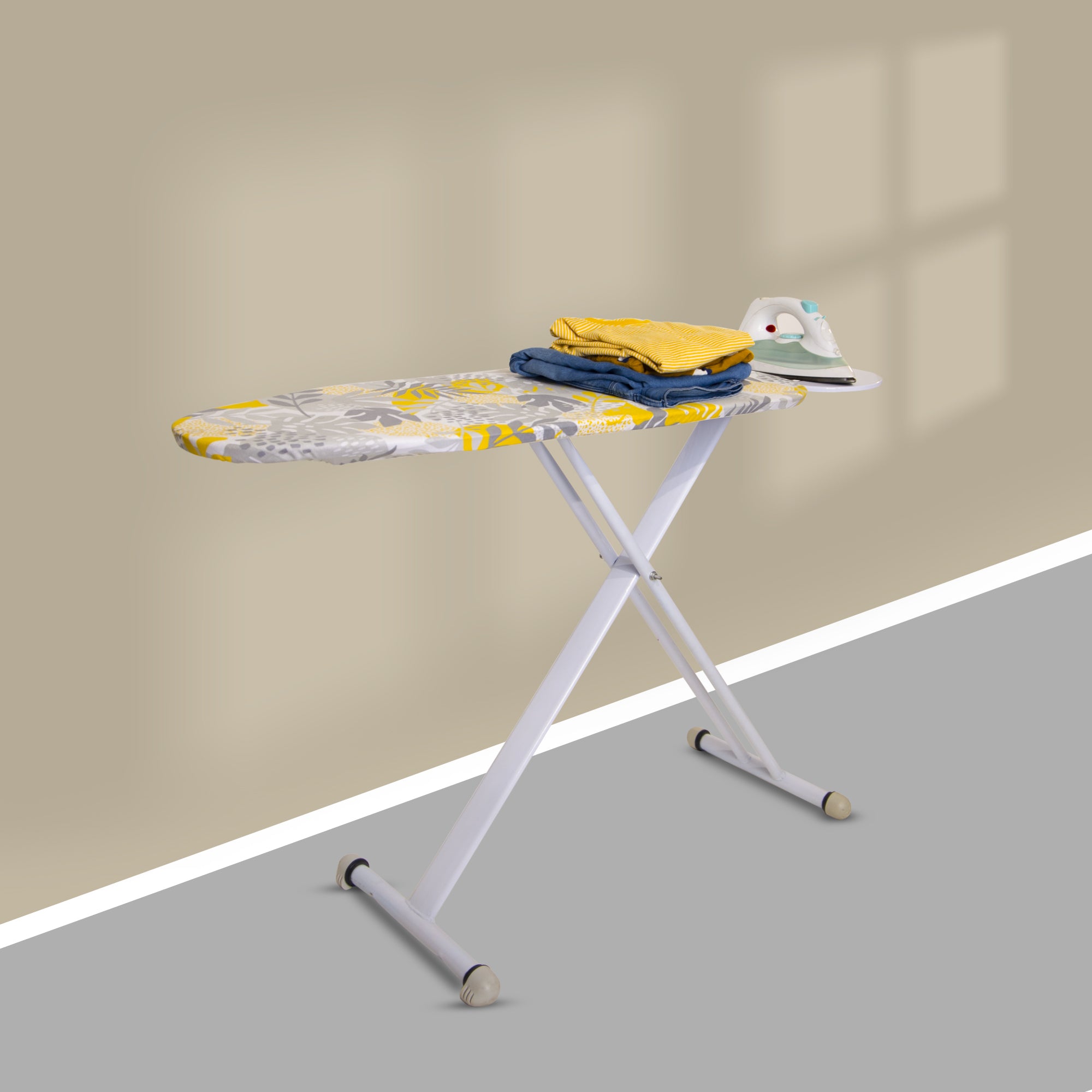 Salzburg Ironing Board | 3-Leg Small Elliptical Ironing Board with Silicone Iron Rest I Floral