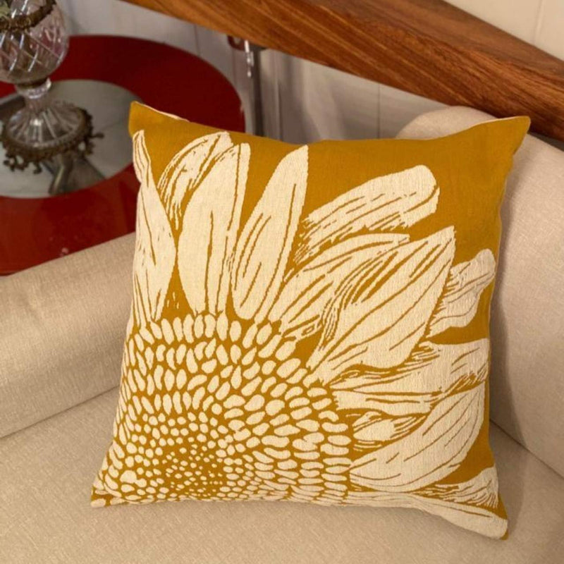 Designer Decorative Sunflower Print Cushion/Pillow Without Fillers (20x20 inch) Pack of 2, Yellow