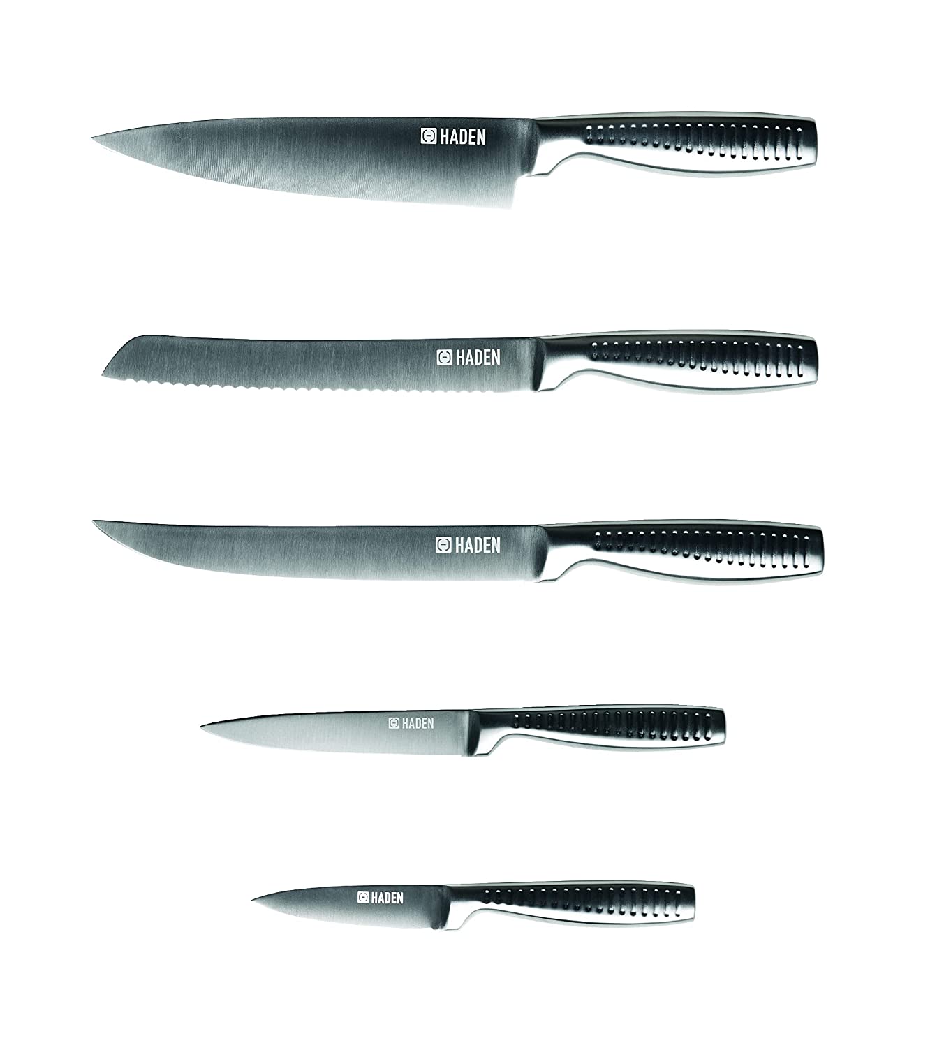 Haden Perth Slate Grey Stainless Steel 5 Piece Knife Block Set - pengessentials