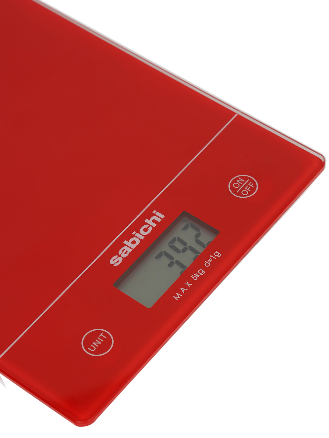 Sabichi Stainless Steel Digital Kitchen Weighing Scale, Multi-purpose Electronic Food Weight machine for Diet, Health and Fitness, 5 kg Capacity, LCD Display for Measuring fruits & Vegetables (Red) - pengessentials